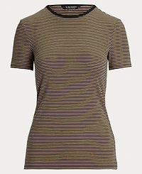 Lauren Ralph Women's Striped Stretch Cotton Crewneck Tee
