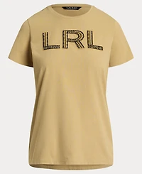 Lauren Ralph Women's Beaded-Logo Cotton Jersey Tee