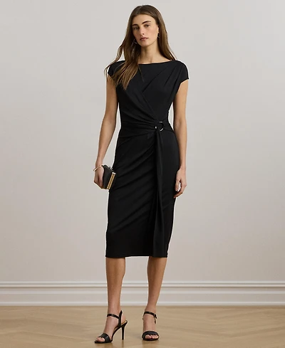 Lauren Ralph Women's Ring-Trim Jersey Cap-Sleeve Dress