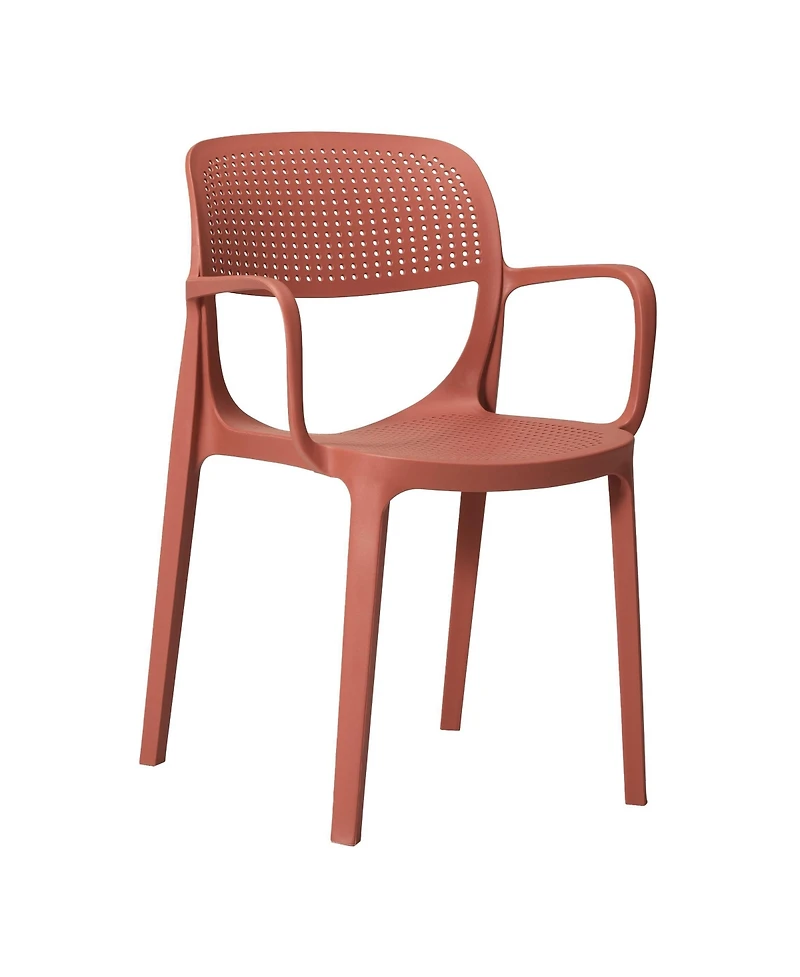 Outdoor Stackable Plastic Resin Patio Dining Armchair (Set of 2)