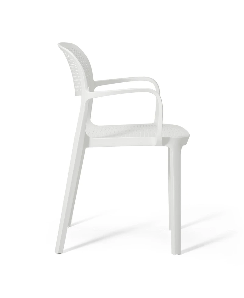 Outdoor Stackable Plastic Resin Patio Dining Armchair (Set of 2)