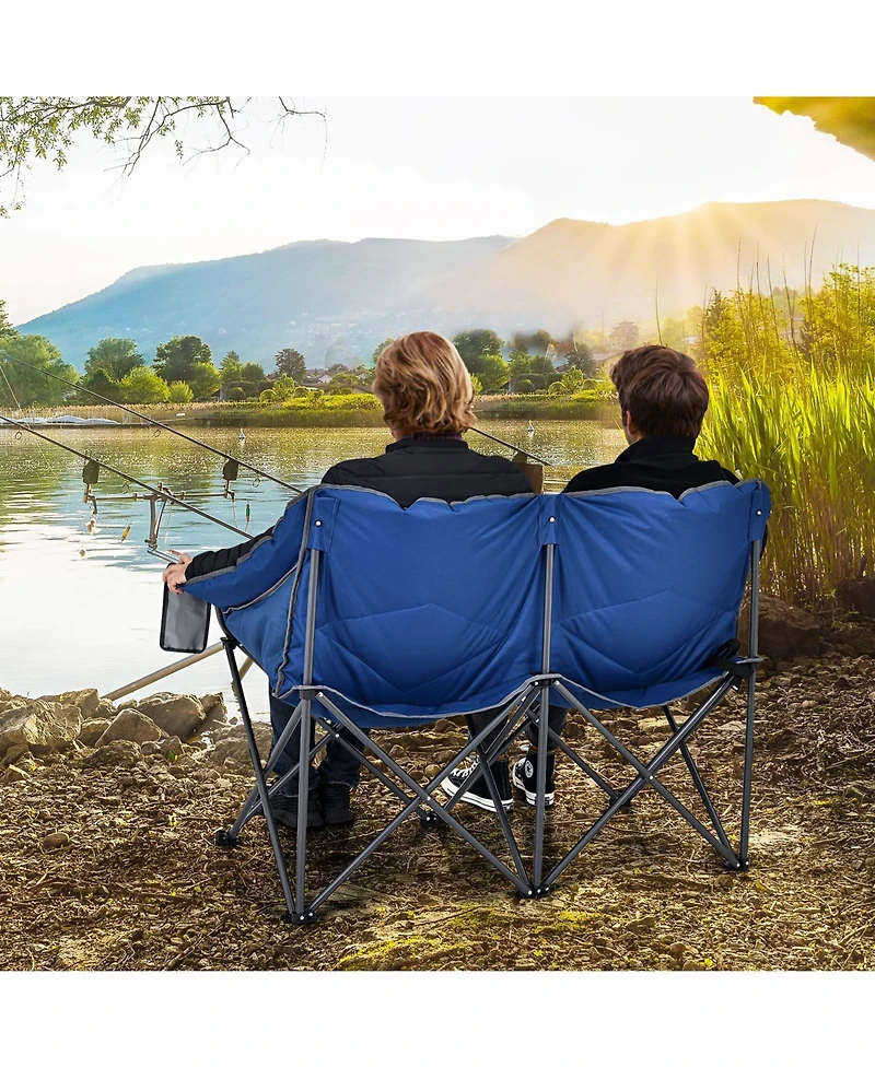 Folding Camping Chair with Bags and Padded Backrest