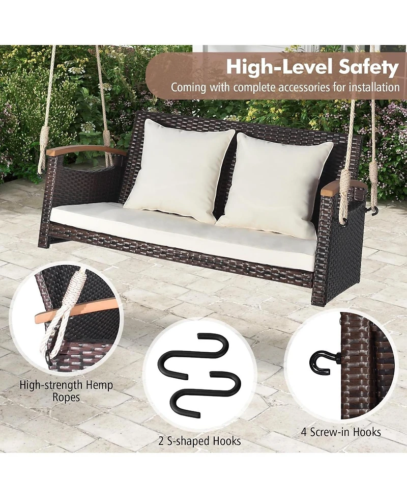 2-Person Patio Rattan Porch Swing
