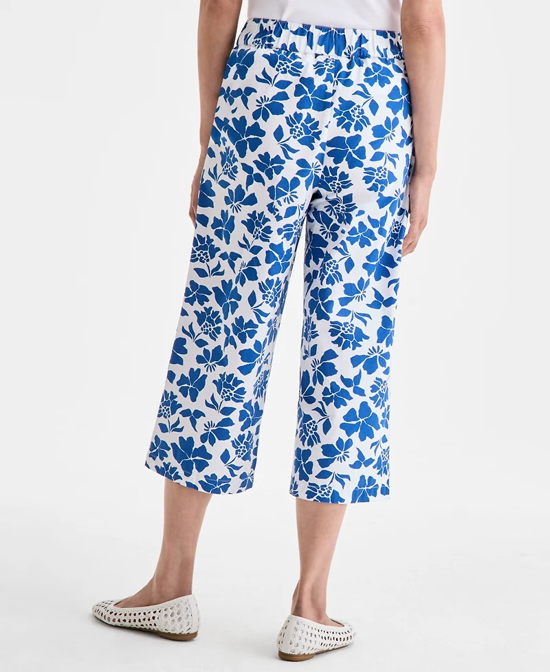 Style & Co Petite Floral Spark Printed Cotton Cropped Pants, Exclusively at Macy's