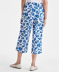 Style & Co Petite Floral Spark Printed Cotton Cropped Pants, Exclusively at Macy's