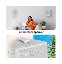 Pyle PDWR63 6.5" Indoor/Outdoor Waterproof Wall Mount Speakers - 350W, White, Pair