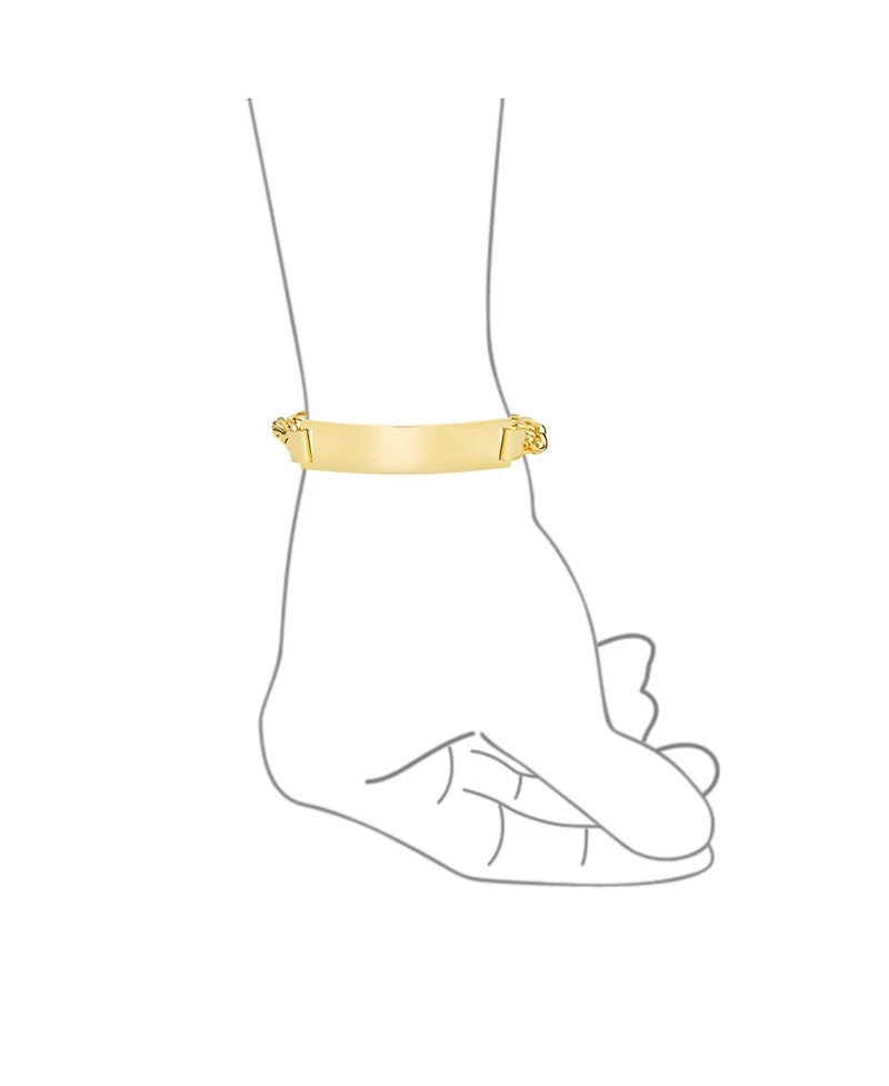Bling Jewelry 18K Gold Plated Figaro Chain Id Bracelet with Solid Name Bar