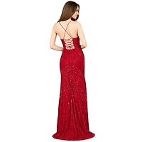 Lara Women's Lace Up Open Back Beaded Dress