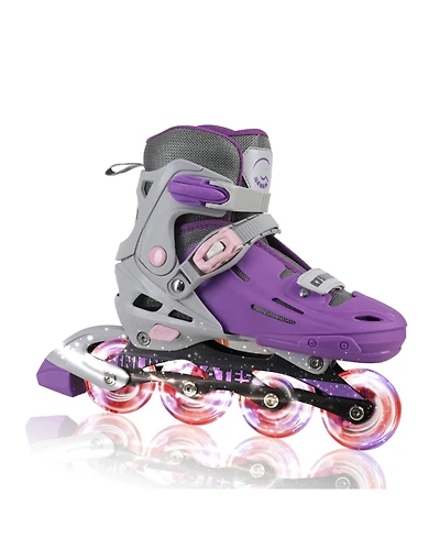 C7skates Adjustable Youth Inline Skates with Light Up Wheels (Galaxy, size L)