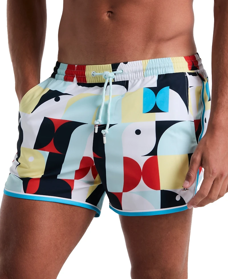 Original Penguin Men's Dolphin Slim Fit Drawstring 4" Swim Trunks