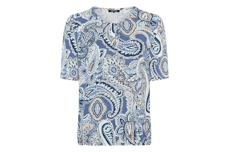 Olsen Women's Paisley Split V-Neck T-Shirt