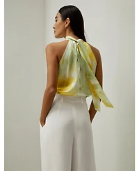 Lilysilk Women's Print Silk Charmeuse Halter Neck Top