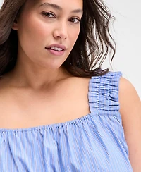 On 34th Plus Size Striped Square-Neck Sleeveless Top, Exclusively at Macy's