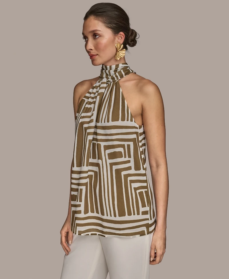 Donna Karan New York Women's High-Neck Printed Halter Top, Regular & Petite