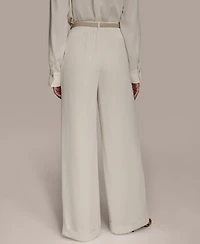 Donna Karan New York Women's Pinstripe Wide-Leg Belted Pants, Regular & Petite