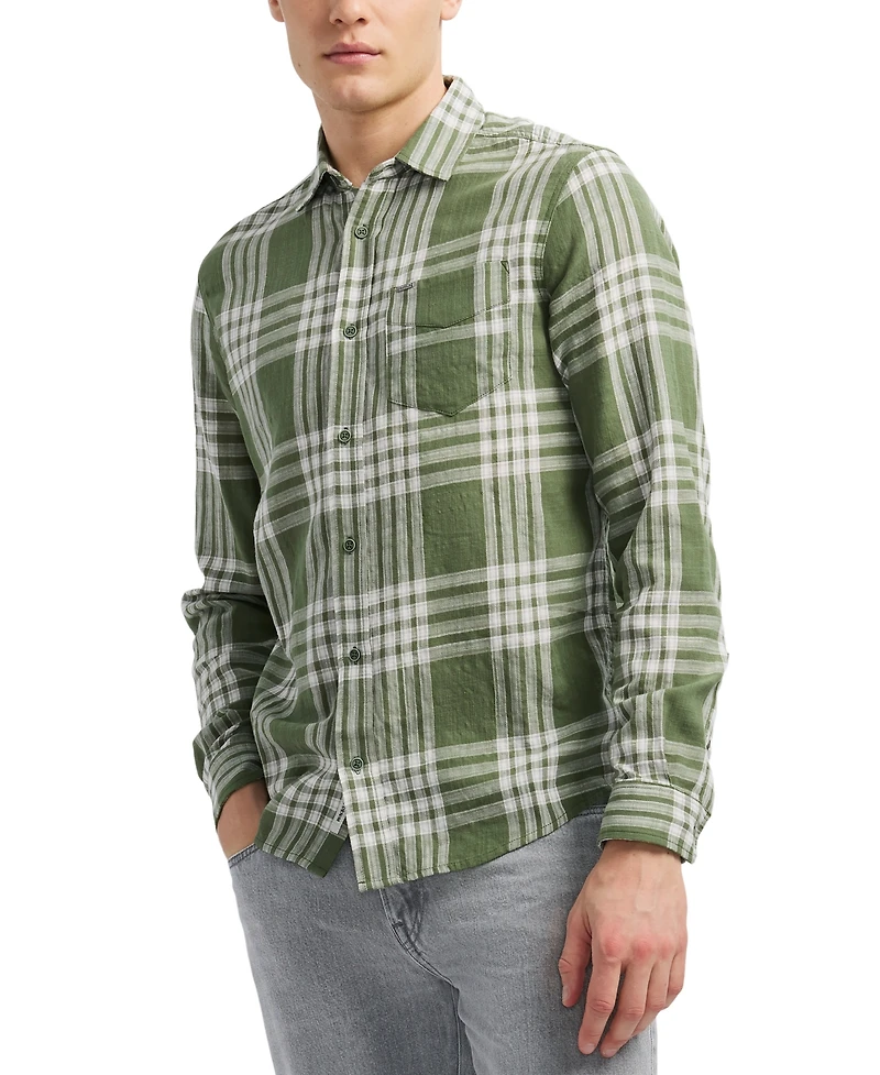 Men's Saroz Long Sleeve Plaid Button-Front Shirt