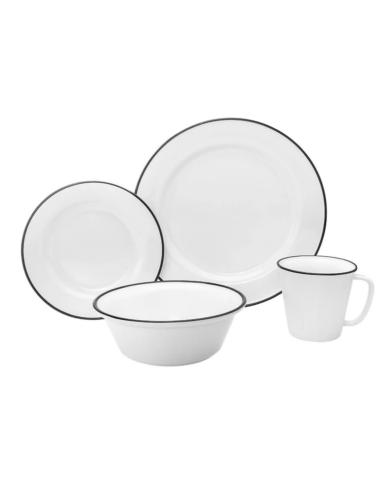 Godinger Bistro Black Band 16 Pc. Dinnerware Set, Service for 4
