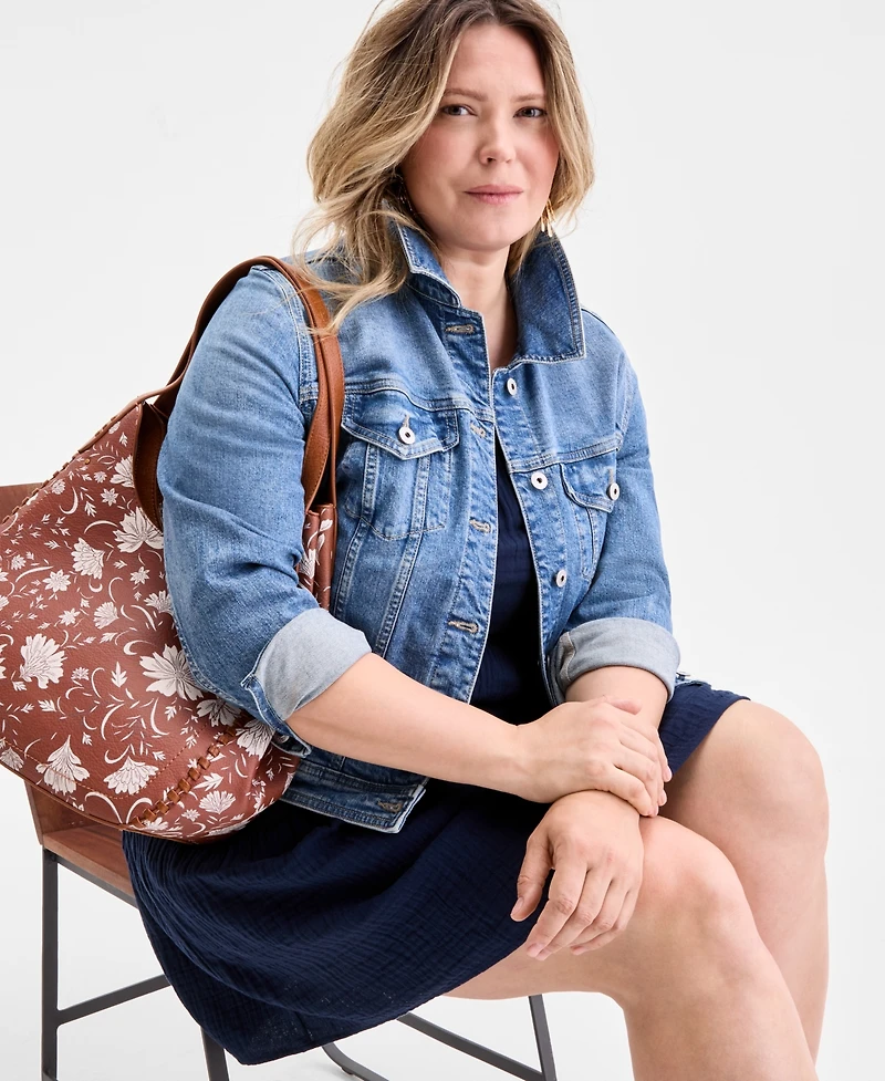 Style & Co Plus Square-Neck Tiered Dress, Exclusively at Macy's