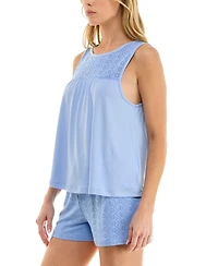 Roudelain Women's Eyelet Tank Top & Short Pajama Set
