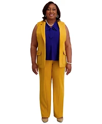 Kasper Notched Collar Open-Front Regular & Plus Sizes Vest Jacket