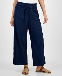 Style & Co Petite Eyelet-Trim Wide-Leg Pants, Exclusively at Macy's