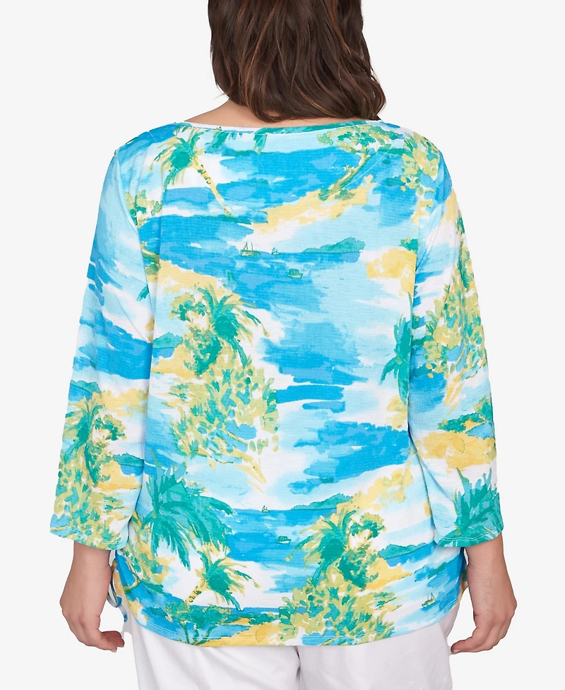 Ruby Rd. Plus Size Paradise Island Crinkle Knit Top