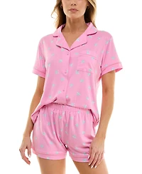 Roudelain Women's Yummy Notched-Collar Pajama Set