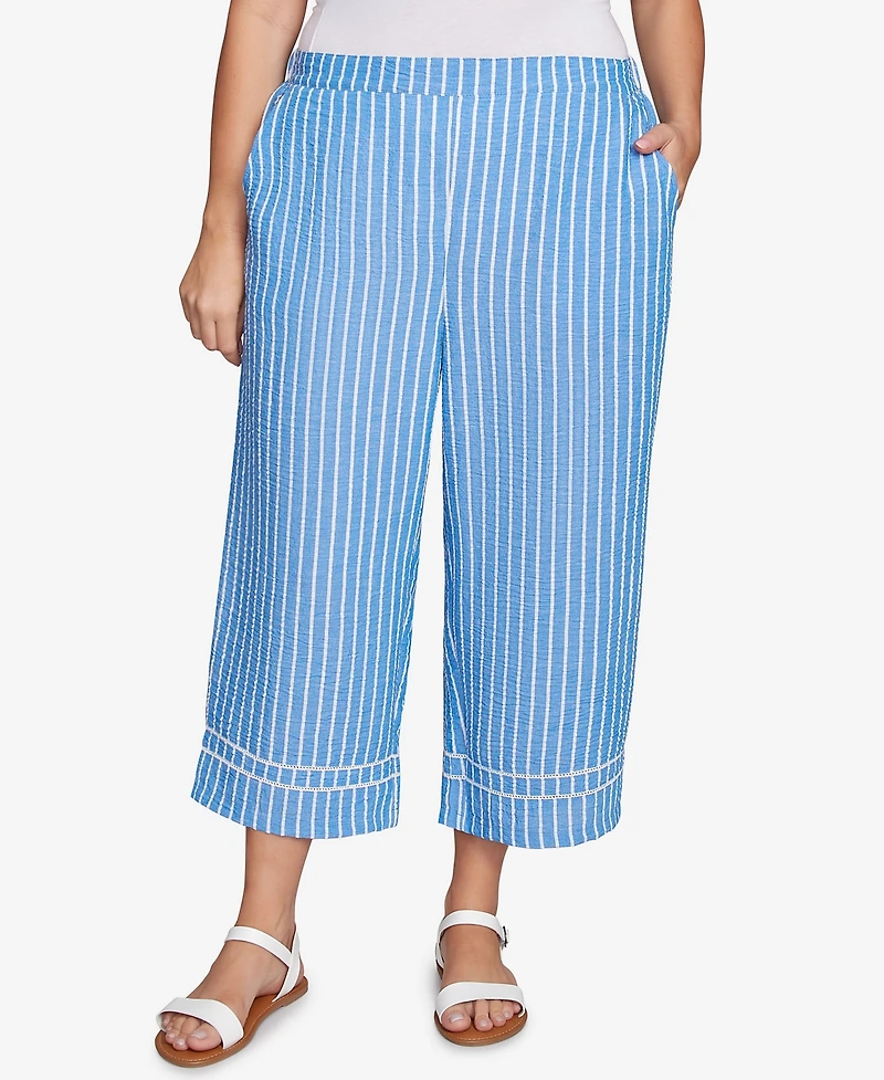 Ruby Rd. Plus Yarn Dye Stripe Relaxed Soft Capri Pants