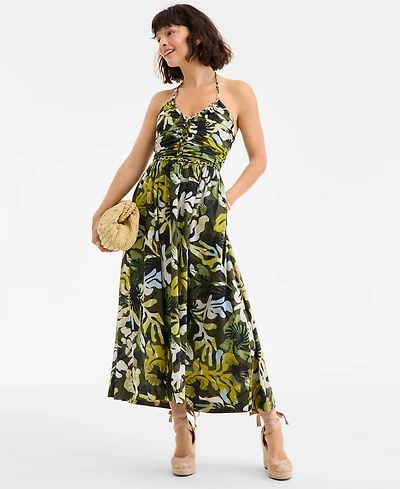 On 34th Women's Braided-Trim Halter Maxi Dress, Exclusively at Macy's