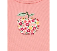 Little Me Baby Girls Cotton Apple Bodysuit, Pants & Headband Set