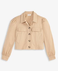 On 34th Women's Puff-Shoulder Twill Swing Jacket, Exclusively at Macy's