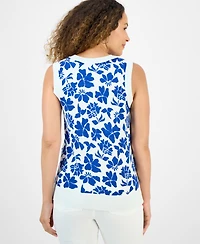 Style & Co Petite Sleeveless Floral-Print Sweater, Exclusively at Macy's