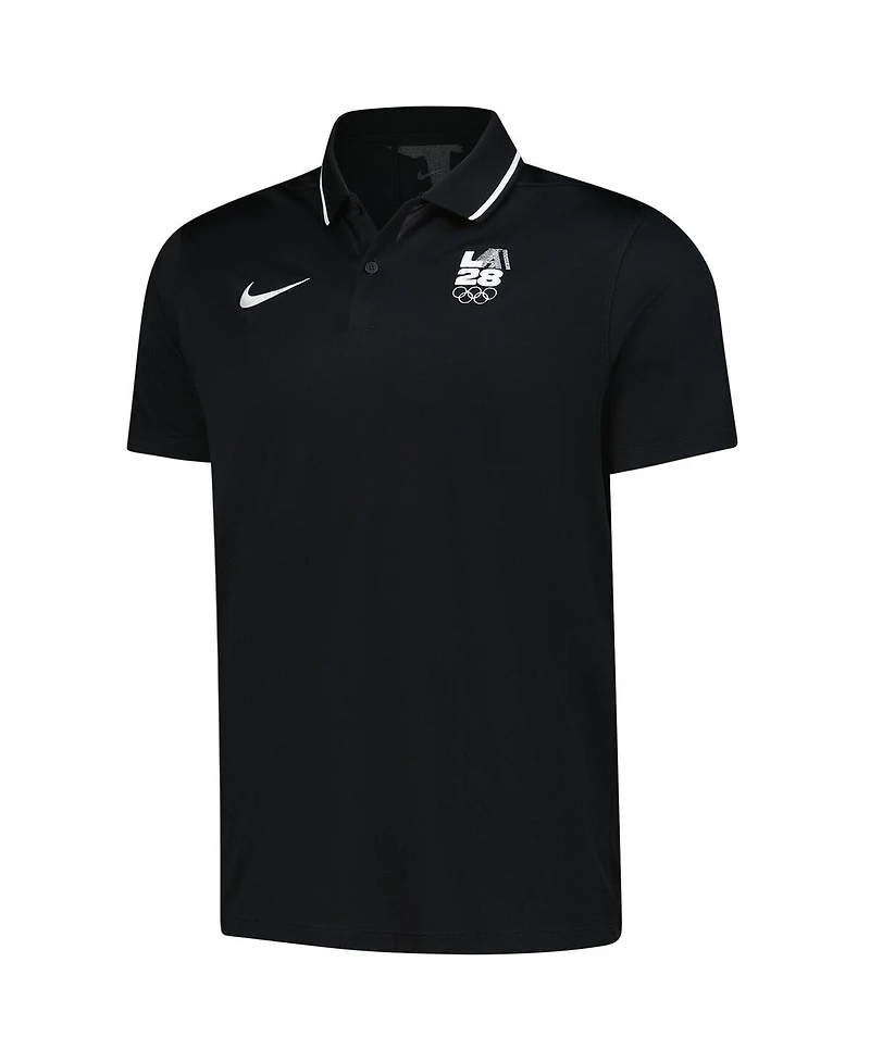 Nike Men's Black LA28 Summer Olympics Retro Coach Performance Polo Shirt
