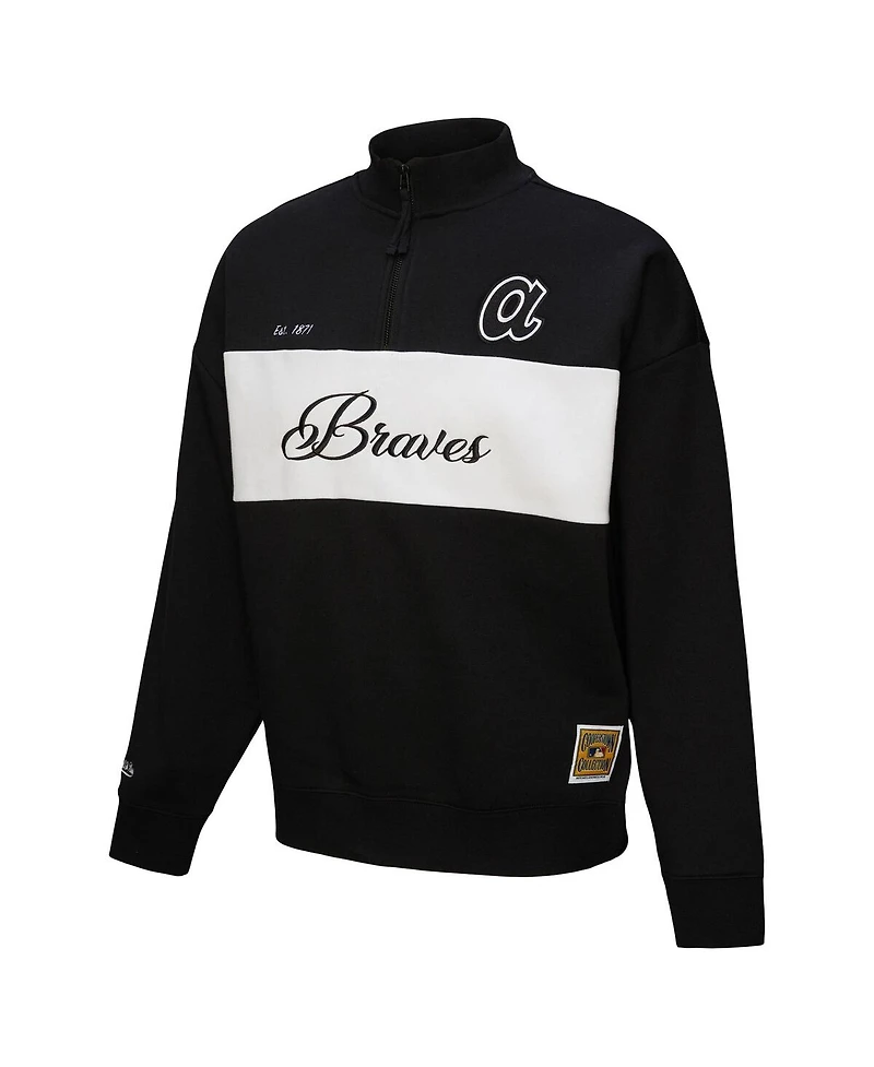 Mitchell & Ness Women's Black Atlanta Braves Quarter-Zip Pullover Top