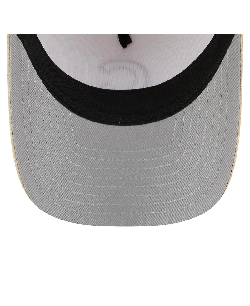 New Era Men's Beige Chicago Cubs Cotton Weave M-Crown A-Frame 9FORTY Adjustable Hat
