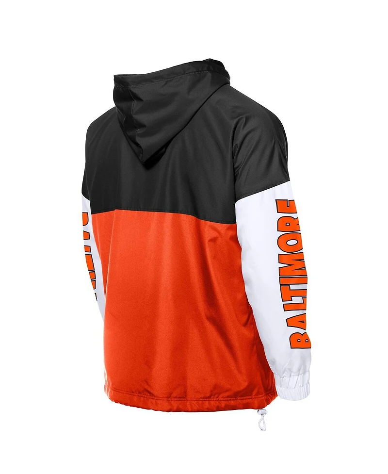New Era Men's Orange/Black Baltimore Orioles Color Block Full-Zip Hoodie Windbreaker Jacket