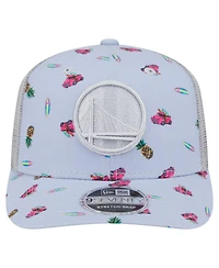 New Era Men's Light Blue/Gray Golden State Warriors Adventure Aloha Pattern 9SEVENTY Stretch Snap Hat