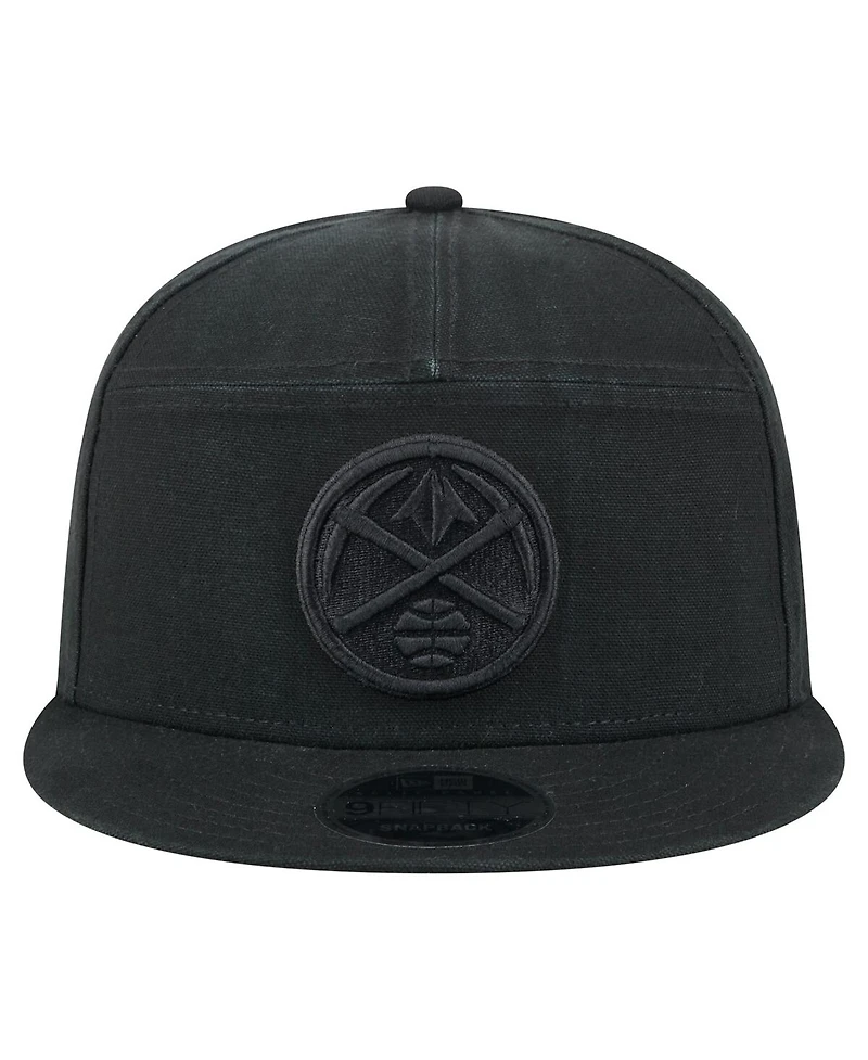 New Era Men's Black Denver Nuggets Adventure Canvas Split Panel 9FIFTY Snapback Hat