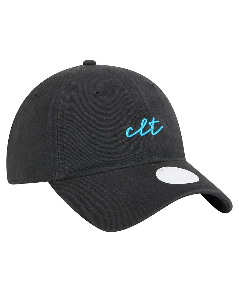 New Era Women's Black Charlotte Fc Script 9TWENTY Adjustable Hat