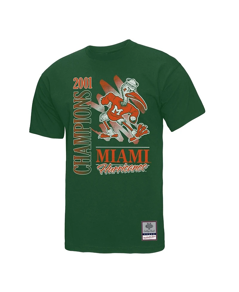 Mitchell & Ness Men's Green Miami Hurricanes Retro Brush Mineral Wash T-Shirt
