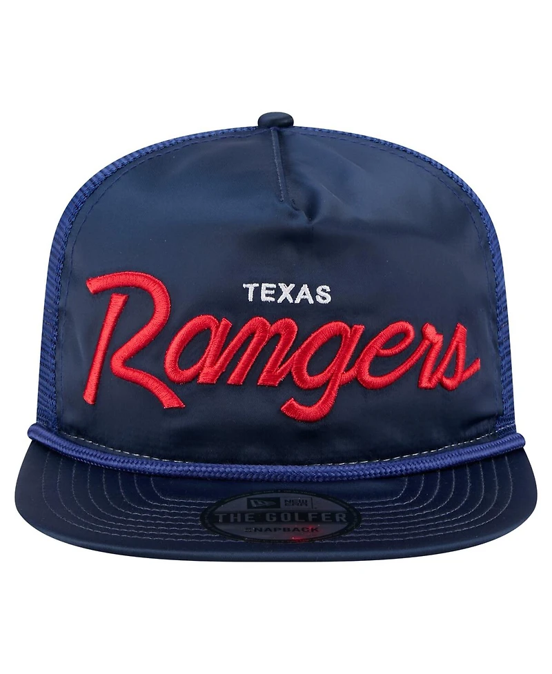 New Era Men's Navy Texas Rangers Retro Satin Script Golfer Adjustable Hat