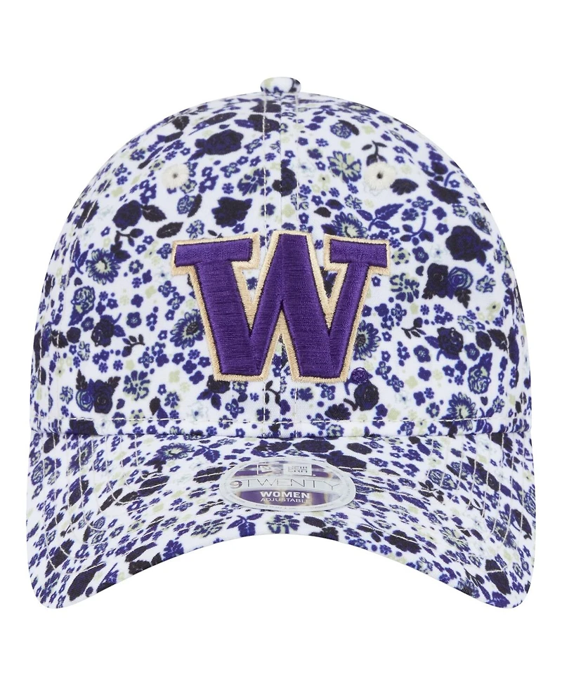 New Era Women's White Washington Huskies Blooming 9TWENTY Adjustable Hat