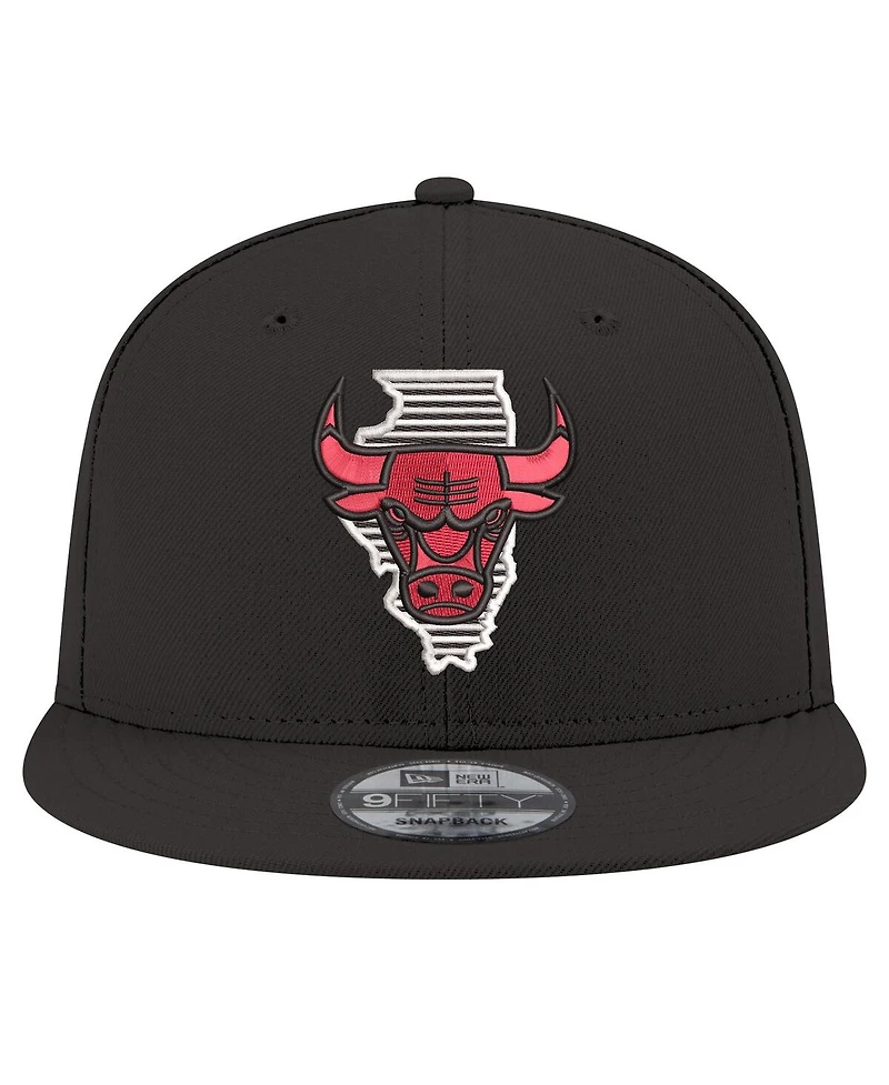 New Era Men's Black Chicago Bulls State Pride 9FIFTY Snapback Hat