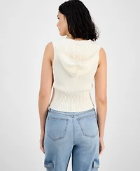 Ultra Flirt Juniors' Cable-Knit Hooded Sweater Vest