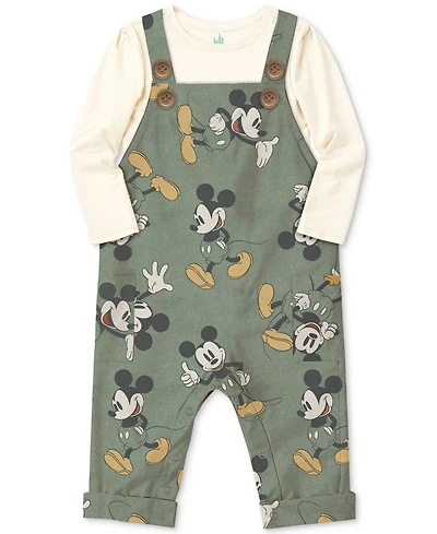 Disney Baby Boys Mickey Mouse Overalls & Top, 2 Piece Set