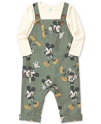 Disney Baby Boys Mickey Mouse Overalls & Top, 2 Piece Set