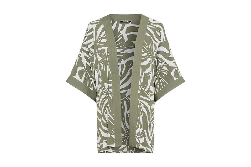 Olsen Women's Leaf Print Lightweight Kimono