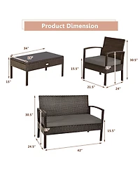 Gymax 8PCS Rattan Patio Conversation Set Outdoor Furniture Set Garden w/ Cushion
