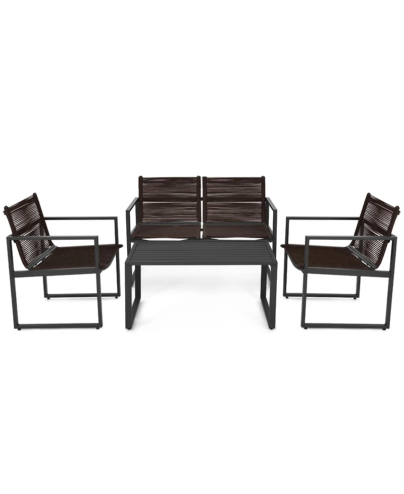 Gymax 4PCS Patio Conversation Furniture Set Yard Garden Outdoor w/ Coffee Table