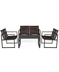Gymax 4PCS Patio Conversation Furniture Set Yard Garden Outdoor w/ Coffee Table